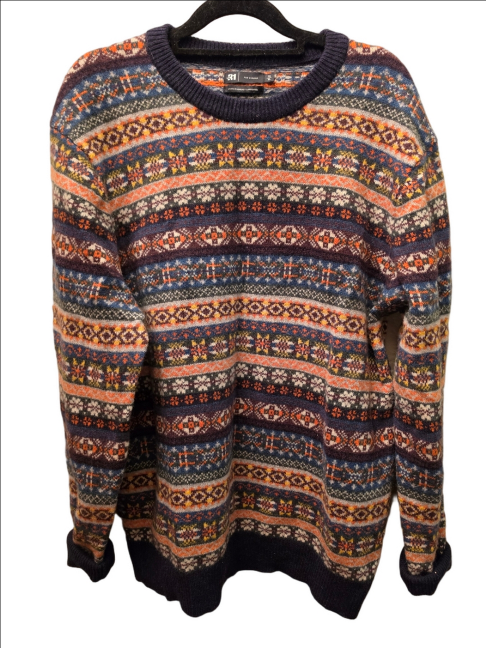 Le 31 Simons 100% Lambswool Fair Isle Nordic Sweater Men’s XL